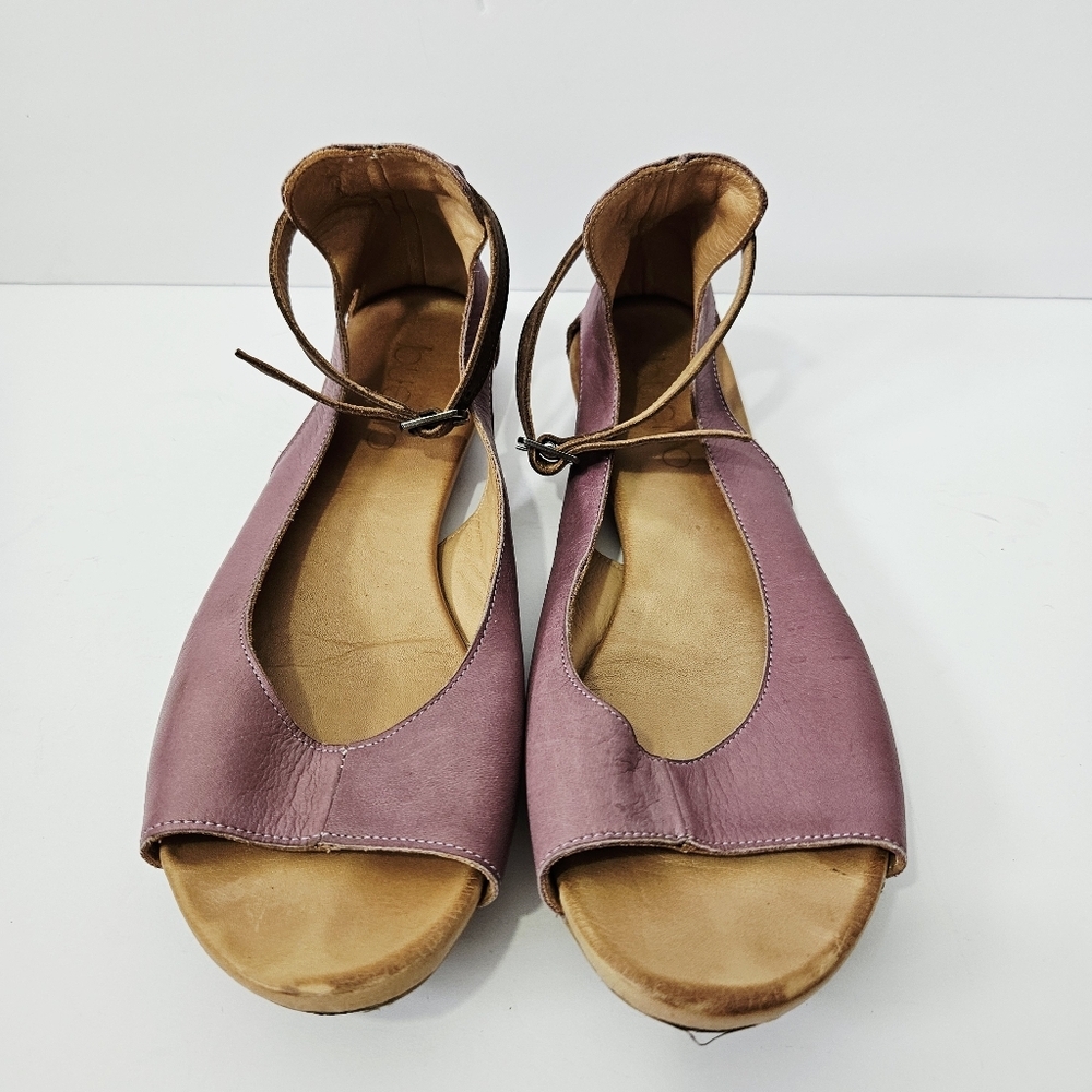Bueno Donna Sandals Size 41 US 9.5 - 10 Purple Leather Ankle Strap Shoes - Picture 3 of 6